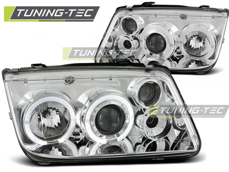 LED Angel Eyes Scheinwerfer für VW Bora 98-05 chrom